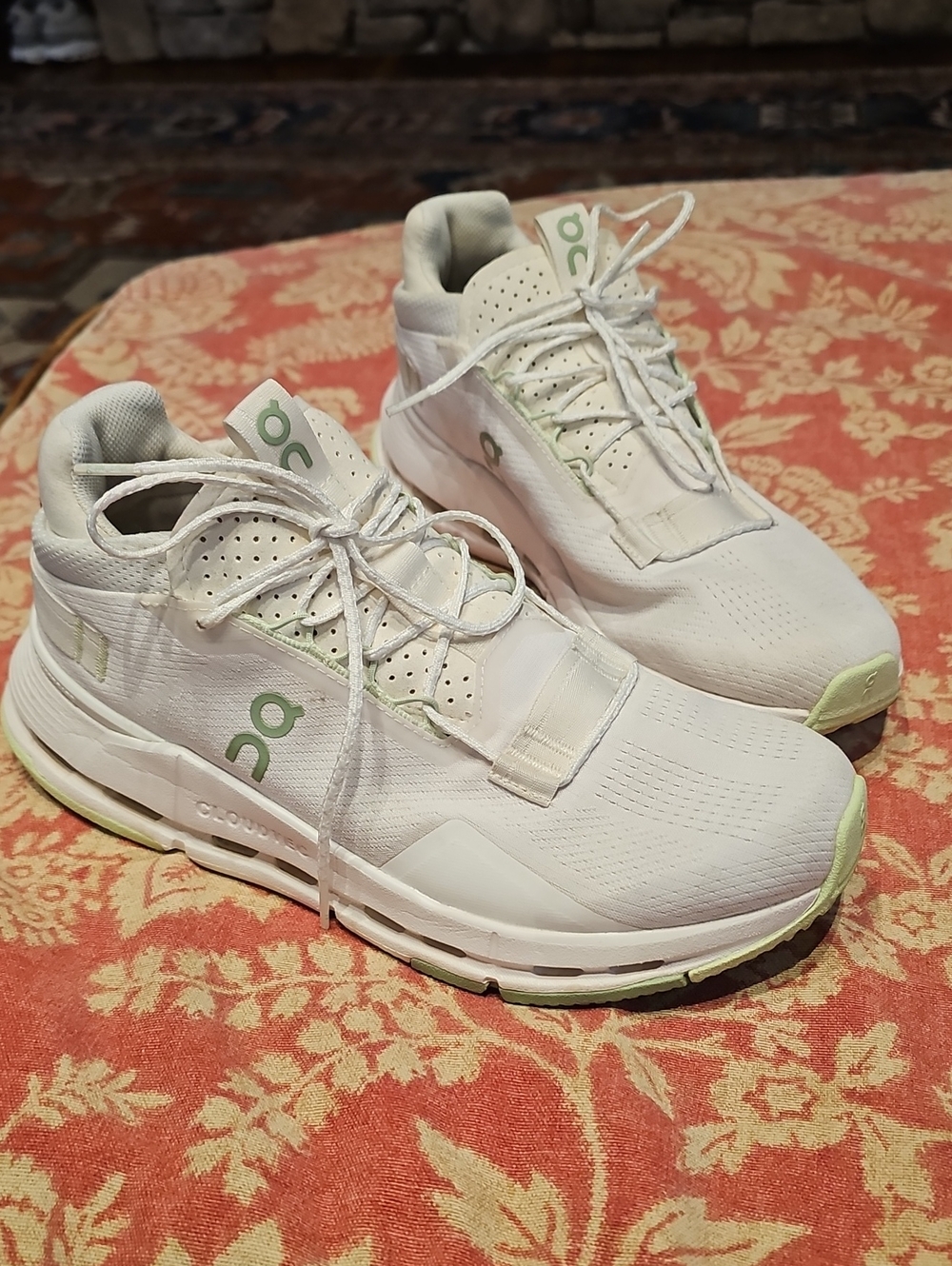 On Running Women's CloudNova White Sneakers with Pale Green Accents